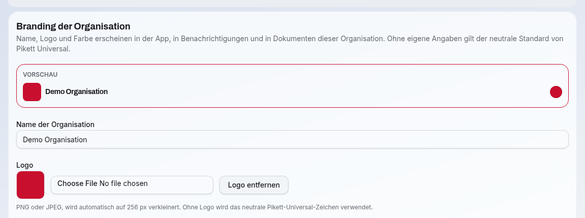 Branding im Detail – anonymisierte Testansicht