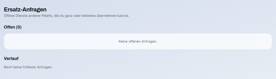 Ersatz-Anfragen – anonymisierte Testansicht